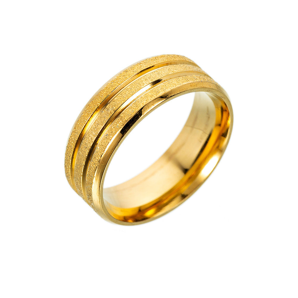 Wholesale Sand Gold Frosted Stainless Steel Gold Plated Ring